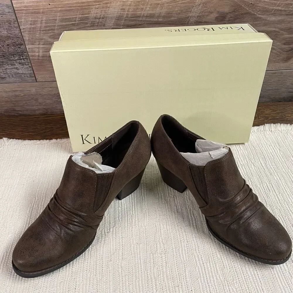 KIM ROGERS Womens Rizza Ankle Boots Shootie Booties Dark Brown Size 8 EXCELLENT